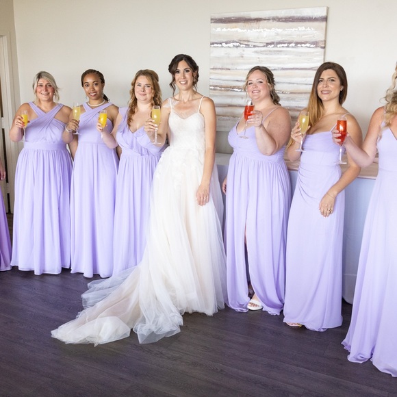 Azazie Mai sheath chiffon corseted bodice lilac dress - Picture 7 of 7